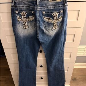 Miss Me Blue Boot Cut Jeans with Embroidery